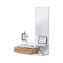 Vmo Home - Mueble de recibidor Dahlia Blanco Artik (Blanco Mate) - Roble Nodi 81cm (ancho) x 116cm (alto)