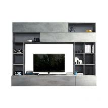 Defibrico - Mueble de salón de óxido y hormigón L.277xP41xh.209 cm