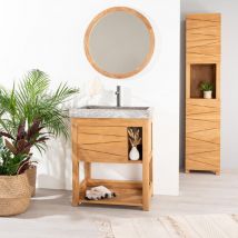 Wanda Collection - Mueble de teca maciza Cosy 67 cm + lavabo gris