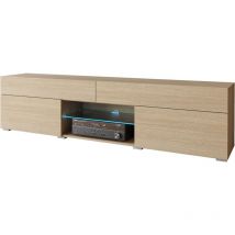 Mueble de tv 180 cm carrera, mueble de televisión sin iluminación led, color roble Gaya