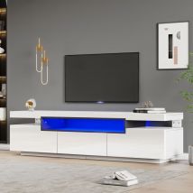 Neche - Mueble de tv blanco brillante y elegante con iluminación led de 16 colores, espacio para tv de 70' - 3 cajones, 160 x 39 x 42 cm,blanco