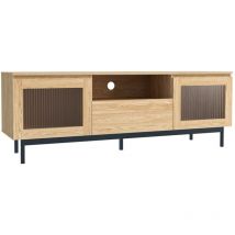 Mueble de tv de 160 cm con puertas de armario de vidrio estriado prague