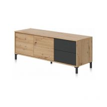 FRS - Mueble tv Brooklyn Gris Antracita - Roble Nodi 130cm (ancho) x 47cm (alto)