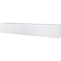 Mueble de tv Lowboard d 180 cm, mueble de televisión con iluminación led, mueble de televisión colgante, color blanco ondulado