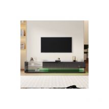 Jn.songs - Mueble de tv, Mesa de Tv Separador de Cristal e Iluminación led Variable - Noir