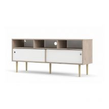 Abitare - Mueble tv 147 cm blanco mate y roble - Trapani