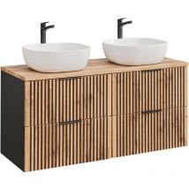 Mueble doble lavabo 120cm Gaia Madera y Negro