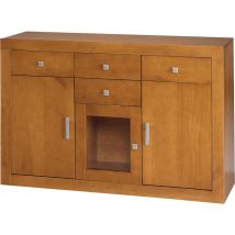 Moblit - aparador 3 Puertas, 4 cajones recto. Cerezo, medidas 85X130X42, (Alto/Ancho/Fondo)