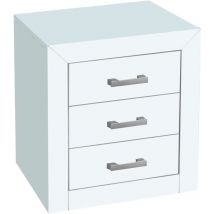 Kynus -Lacado Mesita de 3 cajones, Madera de Pino Maciza y mdf color Blanco Lacado , Medida 55 x 50 x 35 (Alto, Ancho,Fondo)