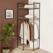 Mob-in - Mueble esquinero de madera y metal negro A70 x A200cm junio