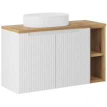 Petits-meubles - Mueble lavabo individual 100cm 2 puertas 2 compartimientos Riva Blanco y Madera