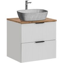 Petits-meubles - Mueble lavabo individual efecto piedra de 60 cm Adriel blanco