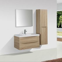 Stano. - Mueble Lavabo + Lavabo 90 cm montado - Roble Claro piacenza