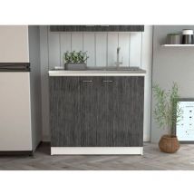 Mueble lavavajillas Napoles en melamina con 2 puertas , 2 estantes y encimera de acero inoxidable , multicolor , 90 cm x 100 cm x 52 cm