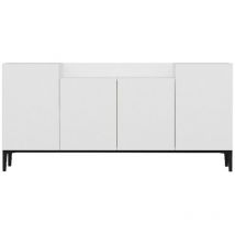 Mueble Multiusos Annalisa, Tablero Aglomerado de Melamina, Plástico, Blanco, Negro, 160x42x75 cm