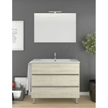 Mueble De Baño Arae Con Lavabo, Espejo Y Toallero Crema 80cm