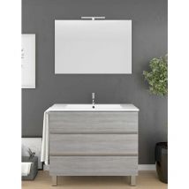 Mueble de baño arae con lavabo, espejo y toallero gris ceniza 80CM