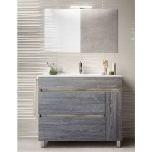 Mueble para baño de diseño hémera con lavabo, espejo y toallero gris ceniza 80CM