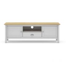 Mueble para televisión 2 puertas 1 cajón Miguel acabado blanco/roble, 53cm(alto) 158cm(ancho) 40cm(largo)