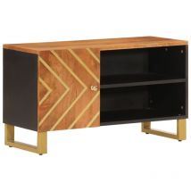 Jinlefu - Mueble de tv madera de mango marrón negro 80x31,5x46 cm vidaXL