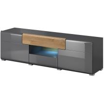 Meublorama - Mueble para tv de 160 cm colección ohio. Color gris antracita y roble.