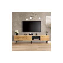 Mueble Para Tv Moderno Con Vetas De Madera, Luces Led Regulables, 175 (largo) X 31 (ancho) X 41 (alto) Cm