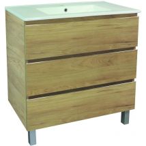 Ondee - Mueble pedestal trendy - 3 cajones - 80cm - acabado madera mate - lavabo