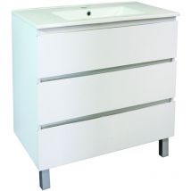 Ondee - Mueble pedestal trendy - 3 cajones - 80cm - acabado blanco mate - lavabo