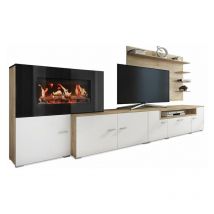Skraut Home - Salón Olympo Blanco Brillo - Roble Canadian 290cm (ancho) x 170cm (alto)