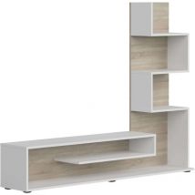 Miroytengo - Módulo de tv para Salón Comedor Snake Estilo Nórdico en Color Roble Sonoma y Nymphaea Alba con 4 Estantes 160x130x29 cm