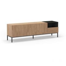 Mueble televisión md-Roque 3 puertas 1 cajón 1 hueco acabado roble sepet/negro, 180cm(ancho) 55cm(alto) 42cm(largo)
