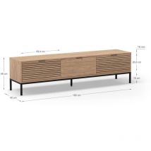 Mueble televisión modelo Enzo 3 cajones acabado roble sepet, 180cm(ancho) 48cm(alto) 40cm (largo)