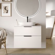 Bernstein - Mueble tocador tim 80cm para lavabo sobre encimera - color a elegir:Brilliant white, Matt black, Blanco brillo