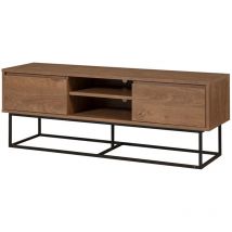 Cotecosy - Mueble tv 2 nichos y 2 cajones decoración nogal L140 cm - Rodez