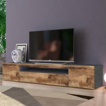 Ahd Amazing Home Design - Mueble de tv diseño 200 cm 2 puertas cajón abatible Daiquiri Pero Ardesia l