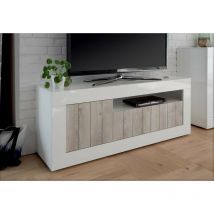 Mueble tv 3 puertas samantha blanco lacado y pino 138 cm