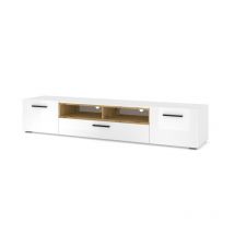 Mueble tv anette k 198 cm blanco brillante / roble artesanal