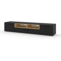 Salone Srl - Mueble tv anette 198 cm negro mate / roble artesanal