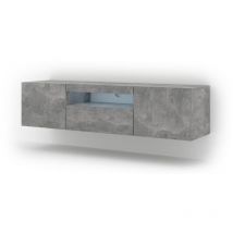 Salone Srl - Mueble de tv aura 150 cm colgante o con patas hormigón + led
