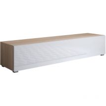 Muebles Bonitos - Mueble tv con Patas 2 cm Mueble de televisión Mueble de Salón 1 puerta 160x32x40cm Modelo Luke H2 Sonoma mate y Blanco brillo