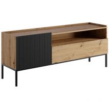 Mobilier1 - Mueble tv Lunole 108, Roble Artisan + Negro, Número de puertas: 0, Número de cajones: 0, 150x60x42cm