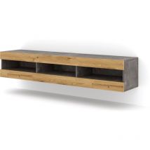 Mueble de tv manta 160 cm colgante o con patas hormigón oscuro / roble artesanal