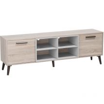 Beliani - Soporte para tv de madera clara con gris para tv de hasta 78ʺ unidad multimedia 2 gabinetes con estantes Alloa