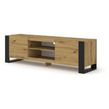 Bim Furniture - Mueble de tv mondi 158 cm de estilo moderno roble artesanal / negro mate