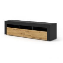 Mueble de tv moreno 160 cm colgante o con patas negro mate / roble artesanal