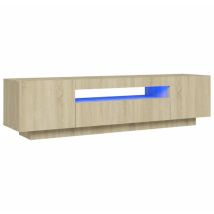 Mueble TV multimedia estante para televisión buffet para televisión comedor salón dormitorio con luces LED roble Sonoma 160 x 35 x 40 cm marrón