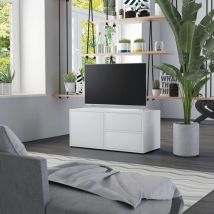 Mueble TV salón - Mesa de TV - Mueble de televisión madera contrachapada blanco 80x34x36 cm DSA30072 BonneVie