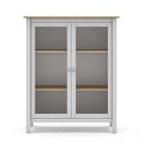 Mueble vitrina para comedor modelo Miguel 2 puertas acabado blanco/roble, 40cm(fondo) 110cm(alto) 90cm (ancho).