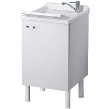 Negrari - Mueble y lavadero de melamina hidrófuga W100 18 mm de espesor 50x45 cm color blanco mod. Eco