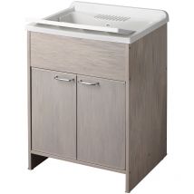 Negrari - Mueble y lavadero de pvc 60x50 cm color roble mod. Garden